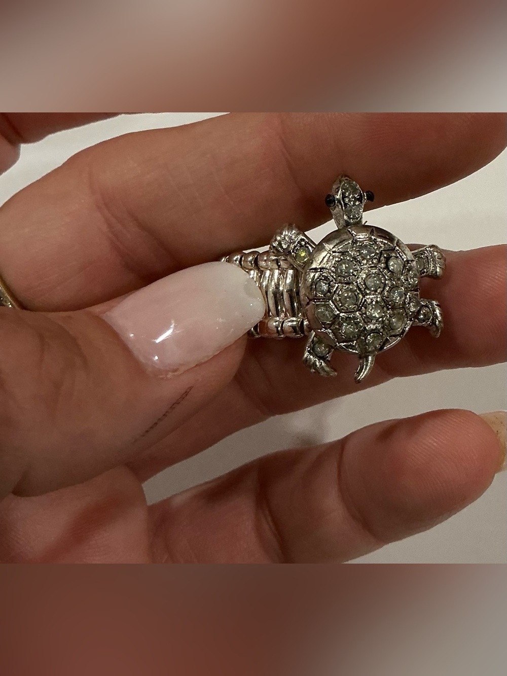 Silver turtle Statement Ring with moving legs